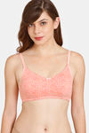 Rosaline Everyday Double Layered Non-Wired 3/4th Coverage  T-Shirt Bra - Peach Passion Print — thumbnail 1